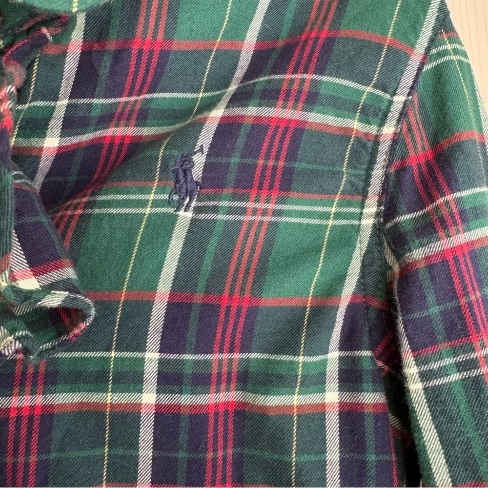 Polo Ralph Lauren Girls Flannel Holidays Plaid Long Sleeve  Shirt  Dress 16